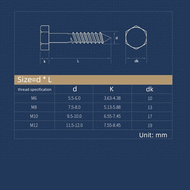 M6~ M12 Stainless Steel Half T - Deck Screw Stainless recension och pris